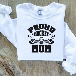 Proud Hockey Mom Sweatshirt Sweater Hand Crafted
